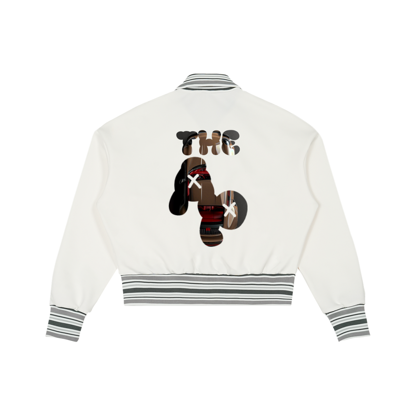 Striped Rib Collar Zip Jacket