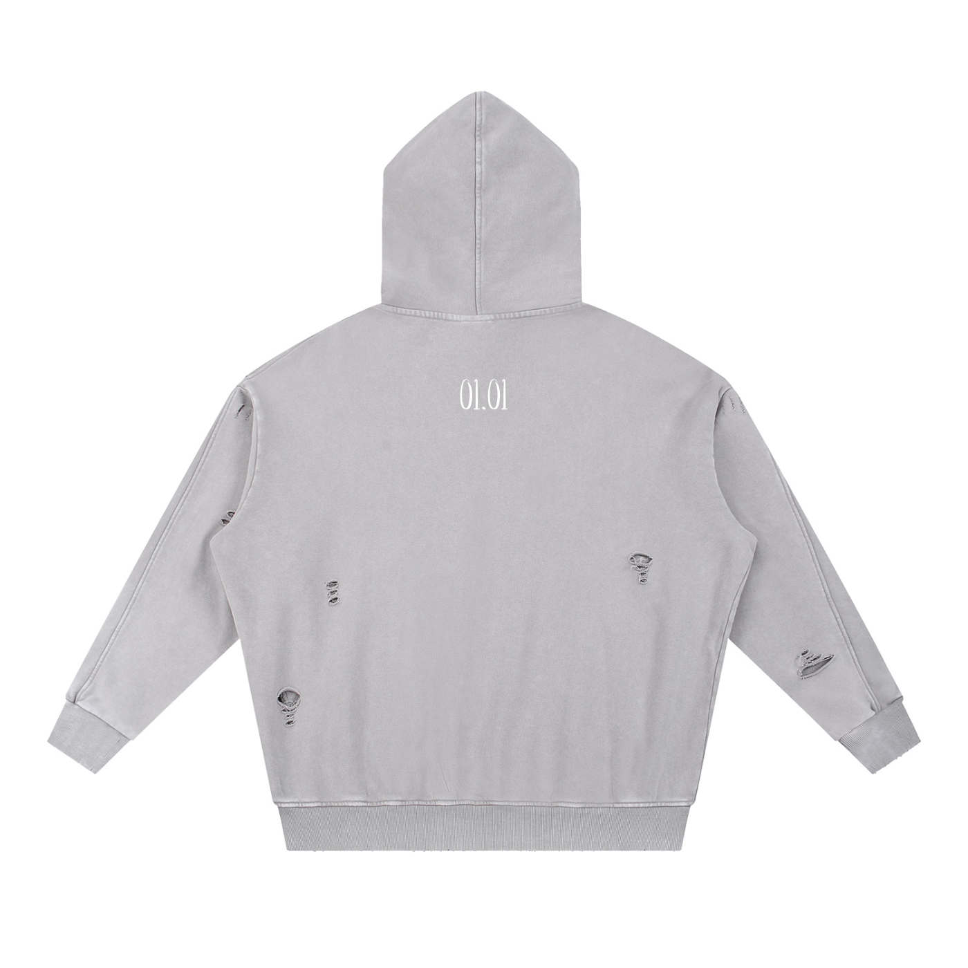 Oversized Distressed Panel Hoodie - The Rebirth