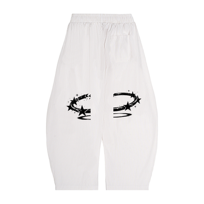 Striped Drawstring Barrel Pants