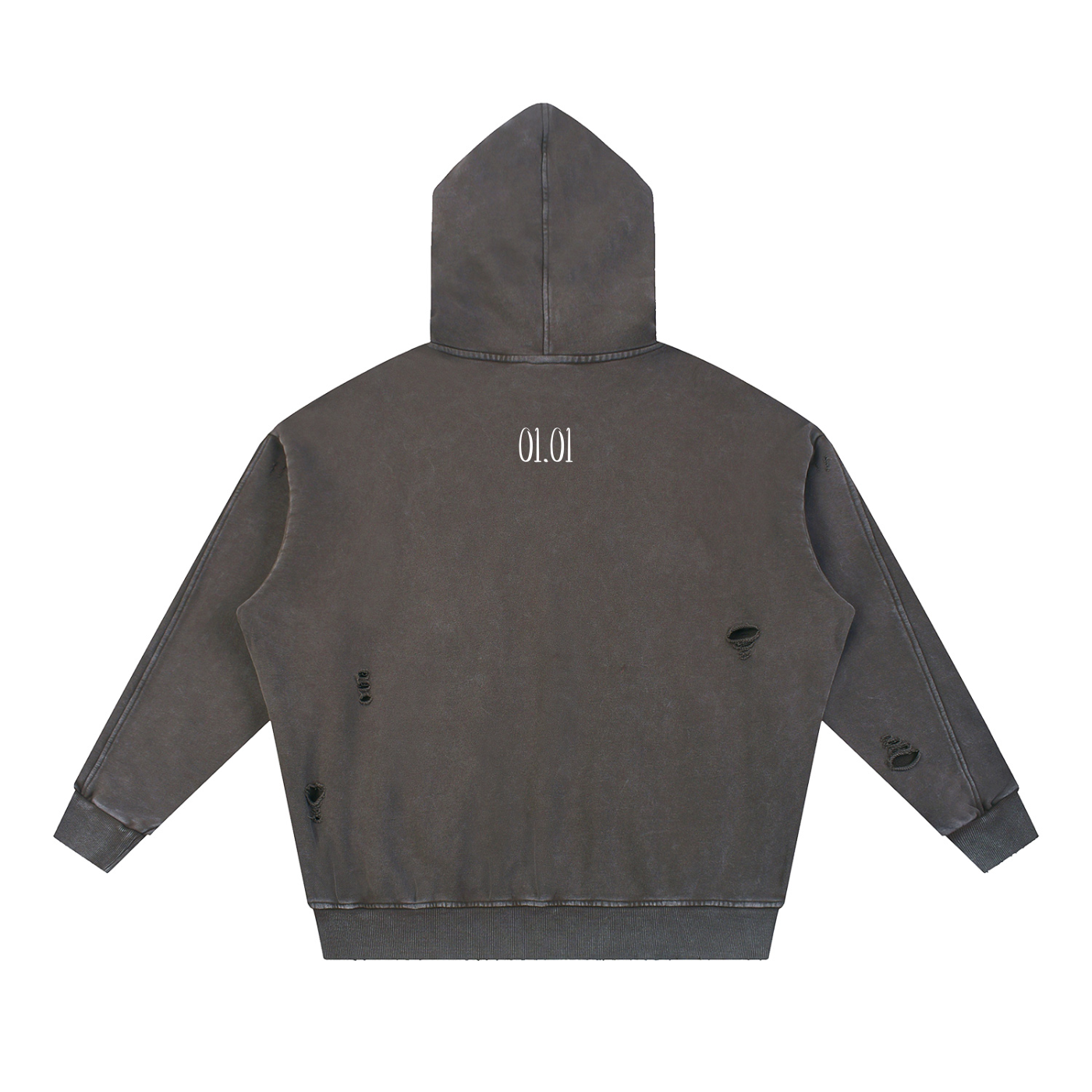 Oversized Distressed Panel Hoodie - The Rebirth