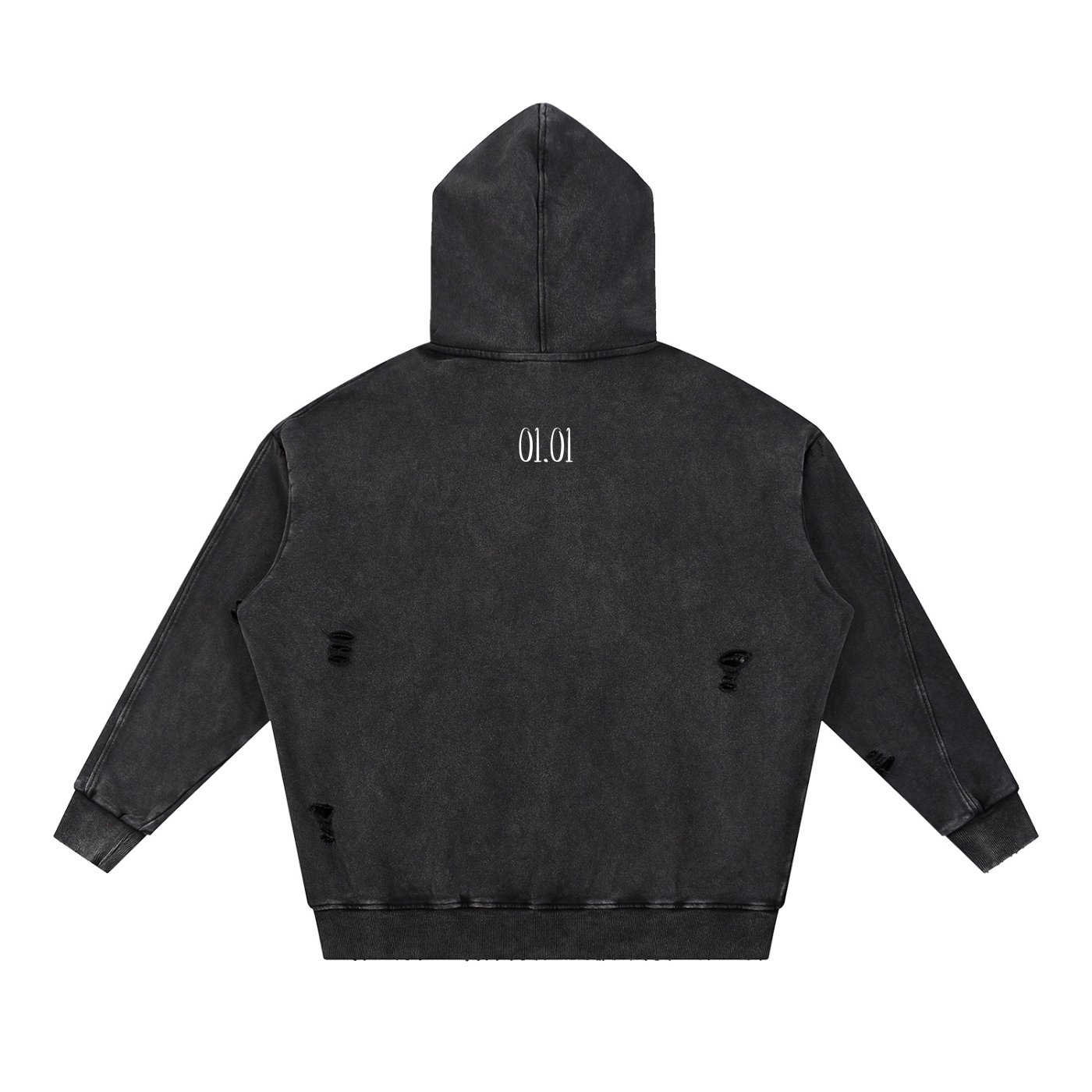 Oversized Distressed Panel Hoodie - The Rebirth